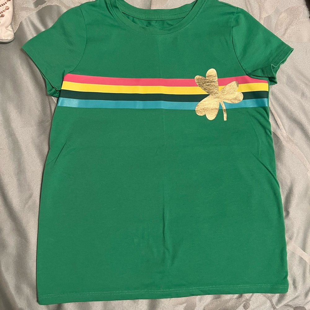 Cat & Jack St. Patrick’s Day green rainbow shirt 7/8